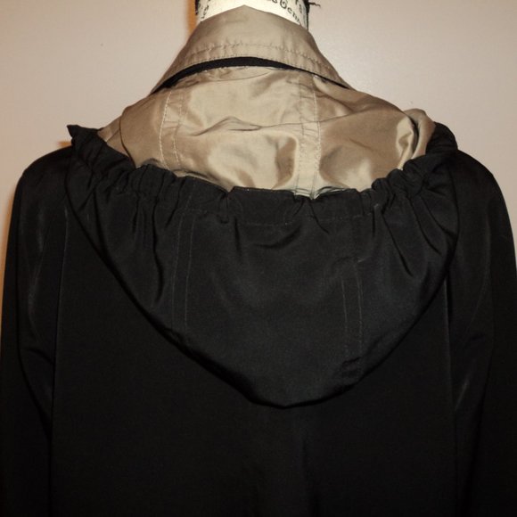 Gallery Women's Medium Dress Trench Jacket Coat Black Beige Short Lined Pockets - Picture 7 of 11